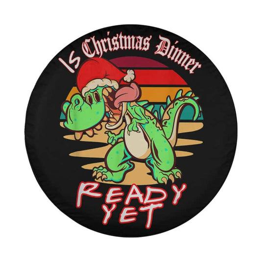 Is Christmas Dinner Ready Yet Hungry Dinosaur Santa Cap Spare Tire Cover Thickening Leather Universal