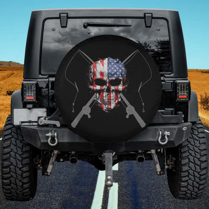 American Flag Fishing Spare Tire Cover - Fishing Spare Tire Cover Thickening Leather Universal