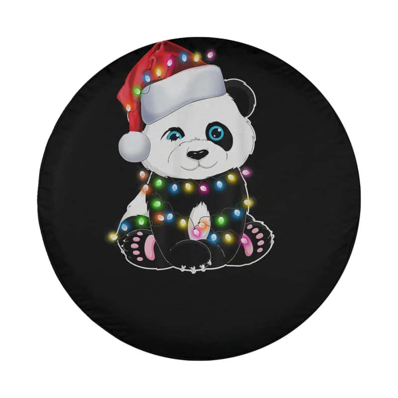 Load image into Gallery viewer, Panda Santa Hat Lights Christmas Pajama Gifts For Girl Spare Tire Cover Thickening Leather Universal
