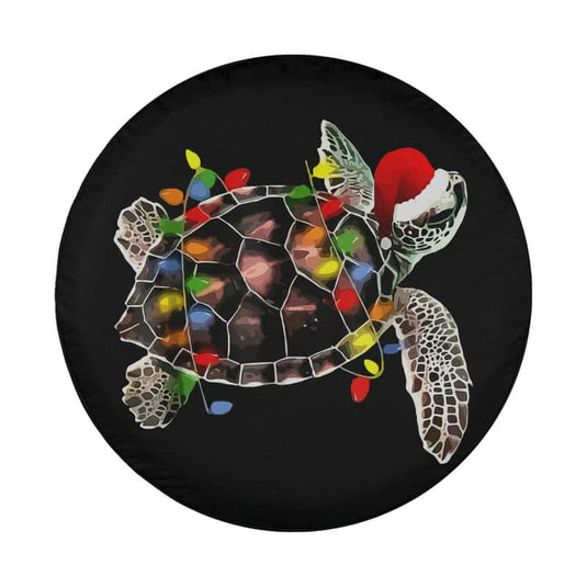 Sea Turtle Christmas Lights Santa Hat Merry Christmas Spare Tire Cover Thickening Leather Universal