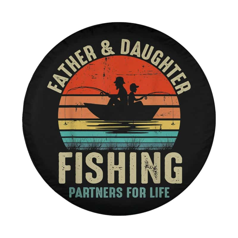 Load image into Gallery viewer, Father Daughter Fishing Partner For Life Retro Matching Dad Spare Tire Cover Thickening Leather Universal
