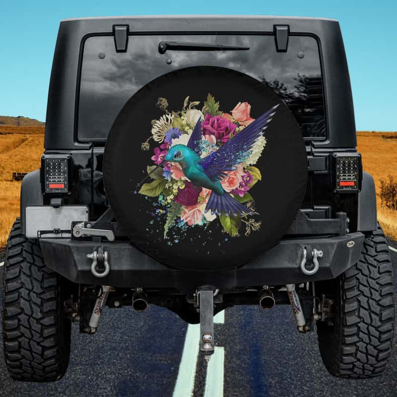 Load image into Gallery viewer, Floral Hummingbird flowers Boho Roses Hummingbird Spare Tire Cover Thickening Leather Universal
