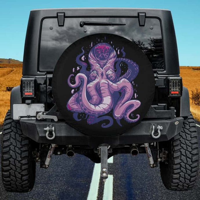 Cool Trippy Octopus Backside Spare Tire Cover Thickening Leather Universal