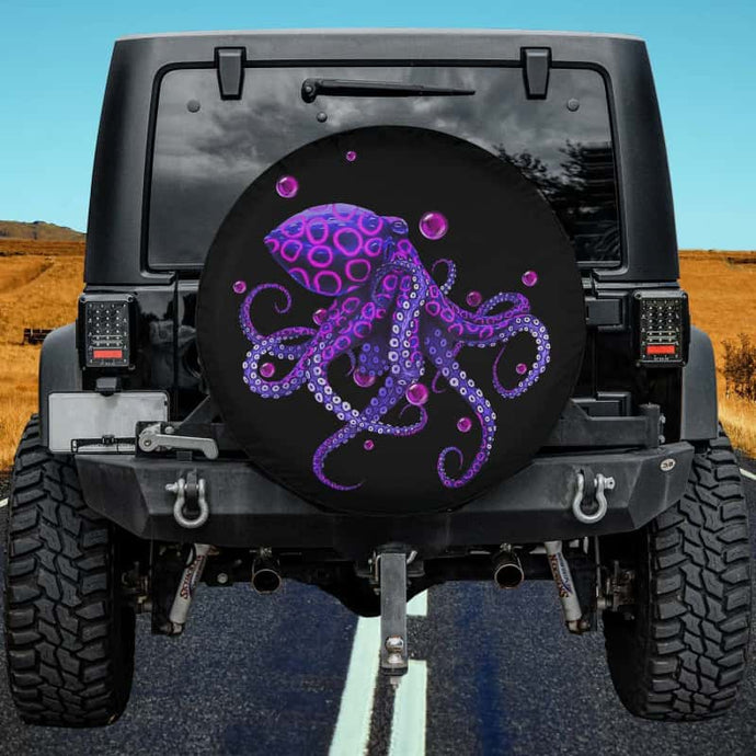 Deep Sea Kraken Octopus With Pink Rings Spare Tire Cover Thickening Leather Universal