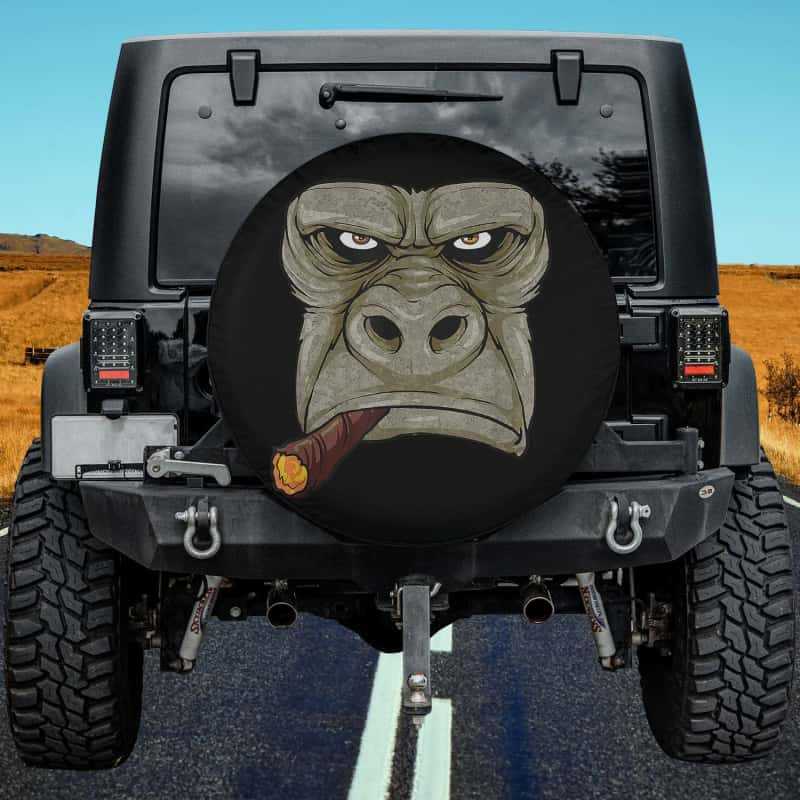 Load image into Gallery viewer, Evil Gorilla Smoking Cigar Spare Tire Cover Thickening Leather Universal
