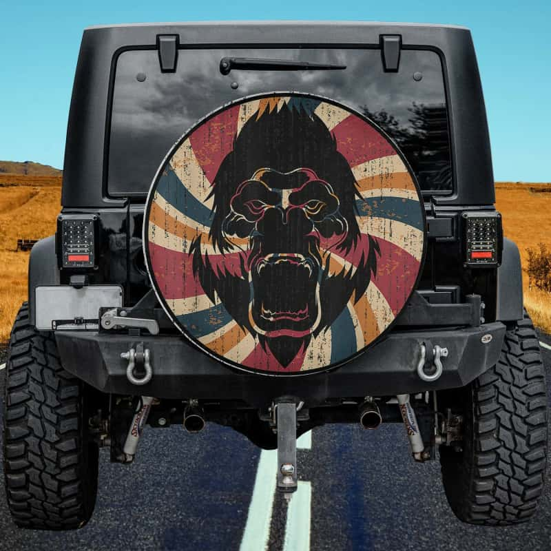 Load image into Gallery viewer, Gorilla Lover Ape Monkey Zoo Animal Retro Gorilla Spare Tire Cover Thickening Leather Universal
