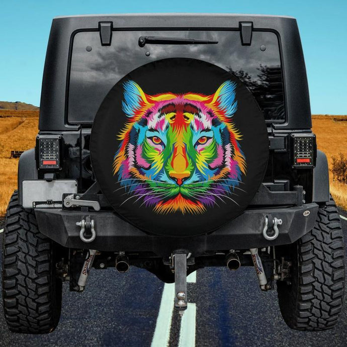 Colorful Bengal Tiger Watercolor Bengal Outfit Spare Tire Cover Thickening Leather Universal