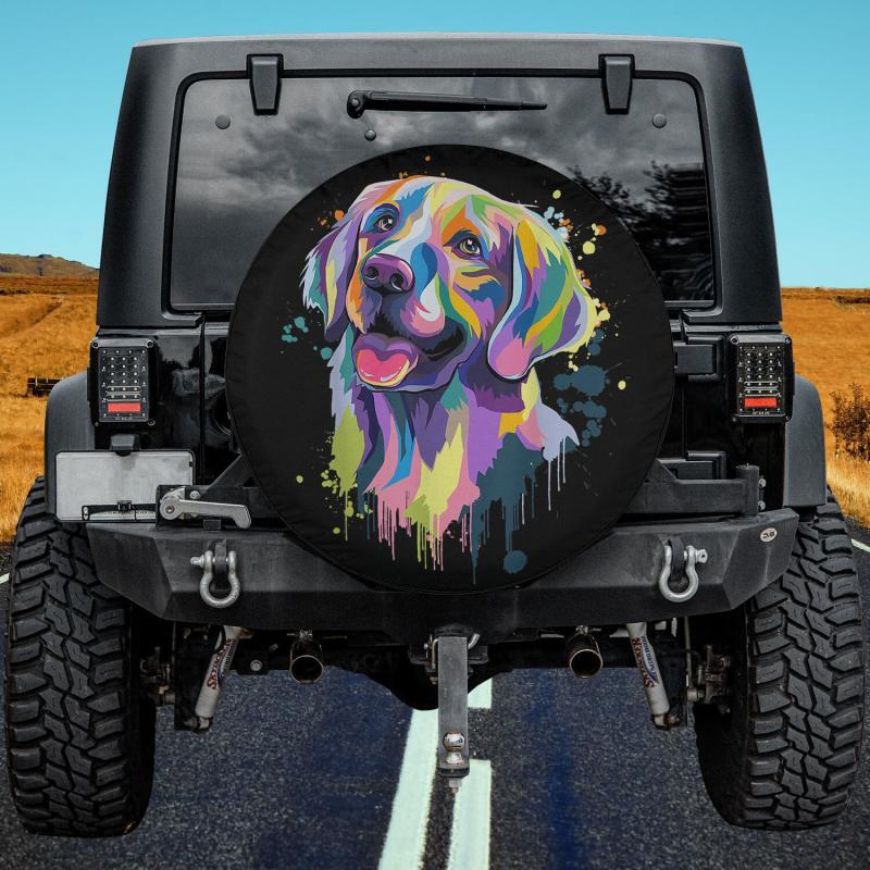 Load image into Gallery viewer, Golden Retriever Dog Face Watercolor Colorful Pop Splash Art Spare Tire Cover Thickening Leather Universa
