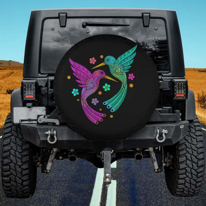 Hummingbird Birds Mandala Animal Designs Bird Keepers Spare Tire Cover Thickening Leather Universal