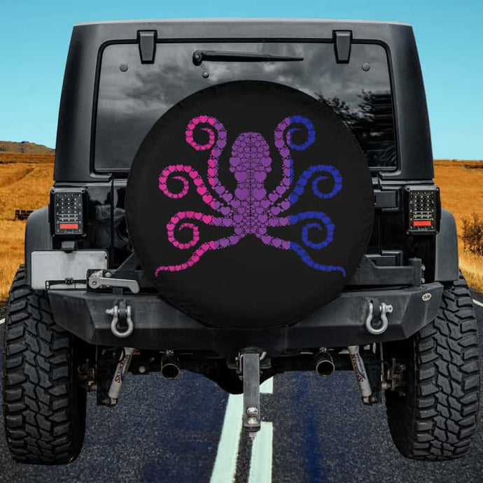 Bisexual Octopus Heart LGBT-Q Cute Subtle Bi Pride Flag Spare Tire Cover Thickening Leather Universal