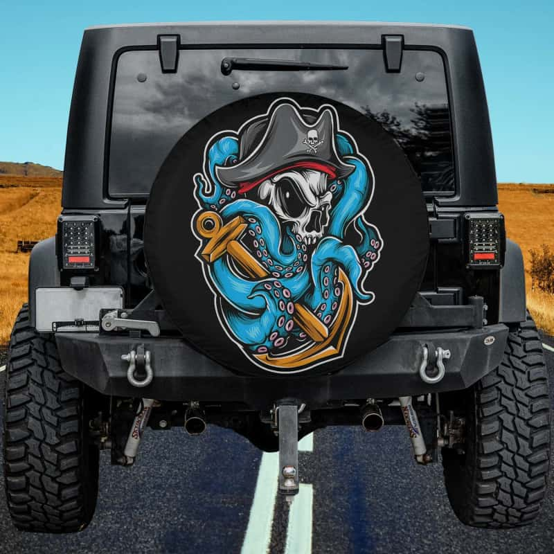 Load image into Gallery viewer, Boating Octopus Pirate, Boating And Sailing Spare Tire Cover Thickening Leather Universal
