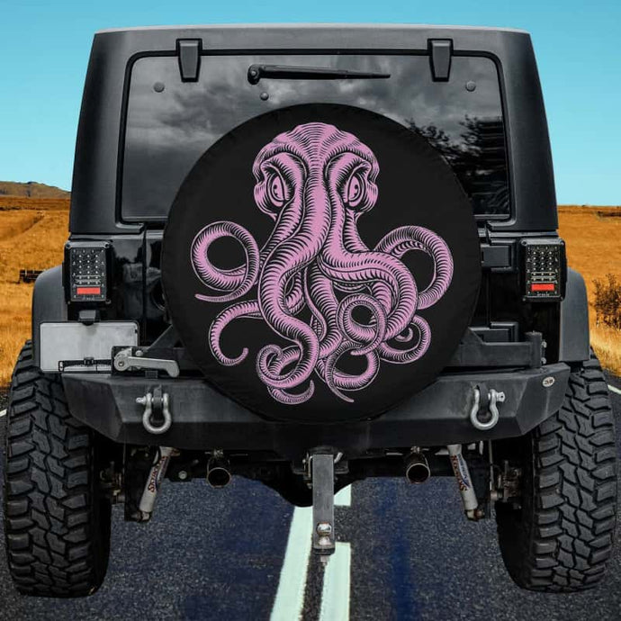 Cool Octopus Cuttlefish Eight Armed Pink Vintage Octopus Spare Tire Cover Thickening Leather Universal