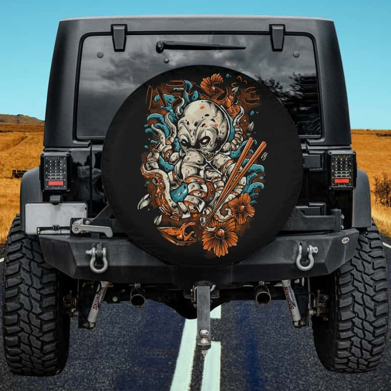 Load image into Gallery viewer, Japanese Octopus Eating Ramen Spare Tire Cover Thickening Leather Universal
