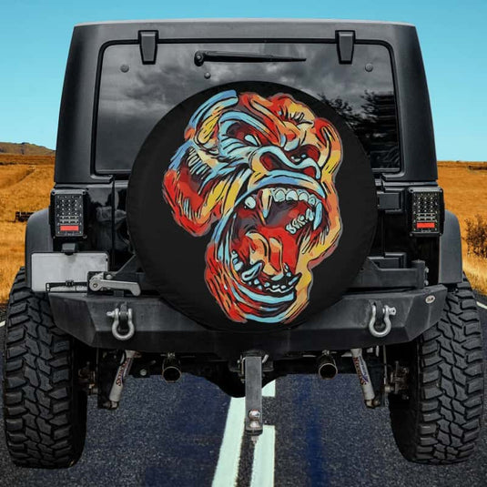 Fierce Angry Great Ape - Mad Gorilla Graphic Spare Tire Cover Thickening Leather Universal