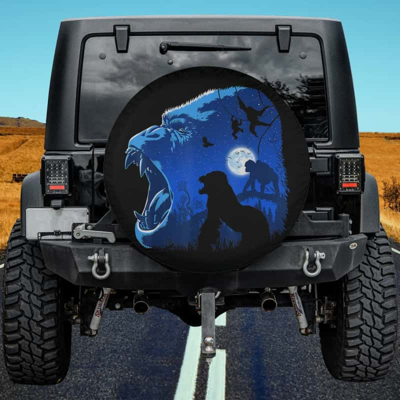 Load image into Gallery viewer, Gorilla Family In The Jungle Night Spare Tire Cover Thickening Leather Universal
