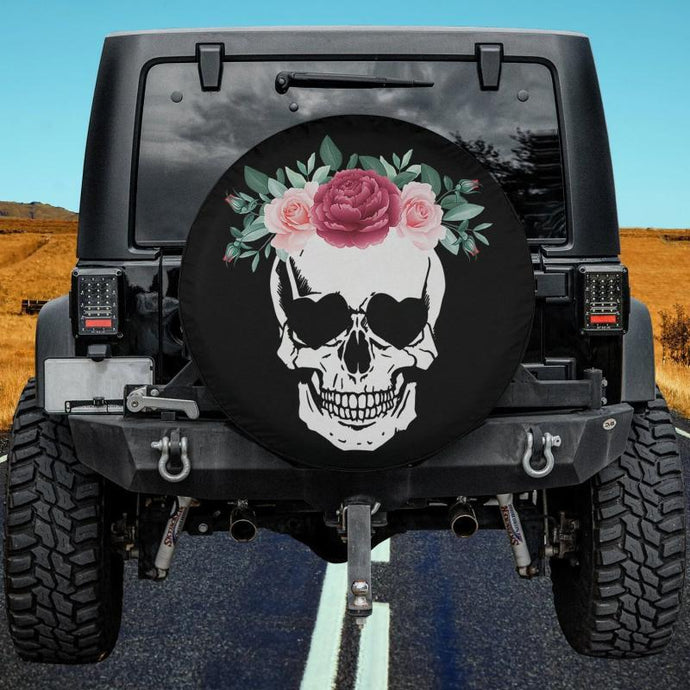 Flower Crown Skull Skull Skeleton Spare Tire Cover Thickening Leather Universal