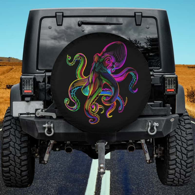 Load image into Gallery viewer, Octopus Sea Monster Krakens Jellyfishes Sea Animals Spare Tire Cover Thickening Leather Universal
