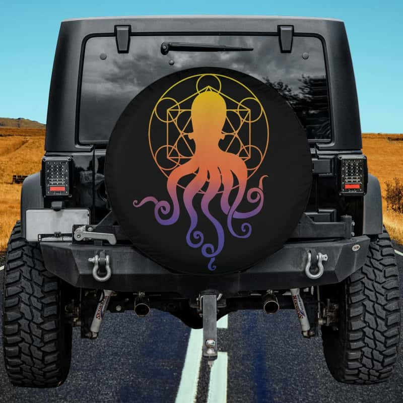 Load image into Gallery viewer, EDM Electronic Dance Music Rave Kraken Octopus Spare Tire Cover Thickening Leather Universal
