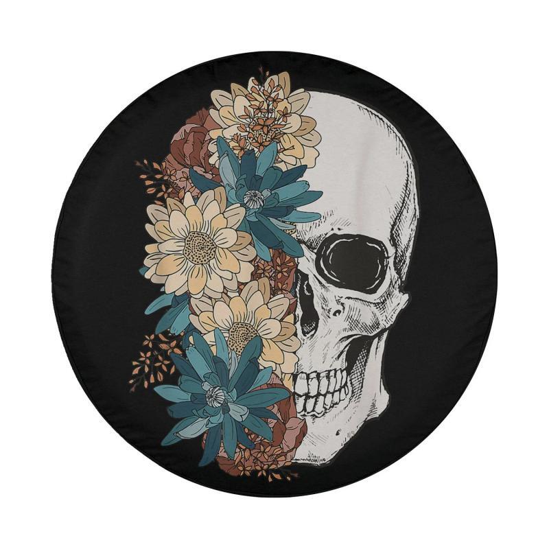 Load image into Gallery viewer, Dia De Los Muertos Sugar Skull Flower Mexican Heritage Spare Tire Cover Thickening Leather Universal
