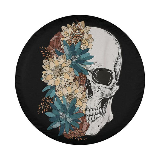 Dia De Los Muertos Sugar Skull Flower Mexican Heritage Spare Tire Cover Thickening Leather Universal