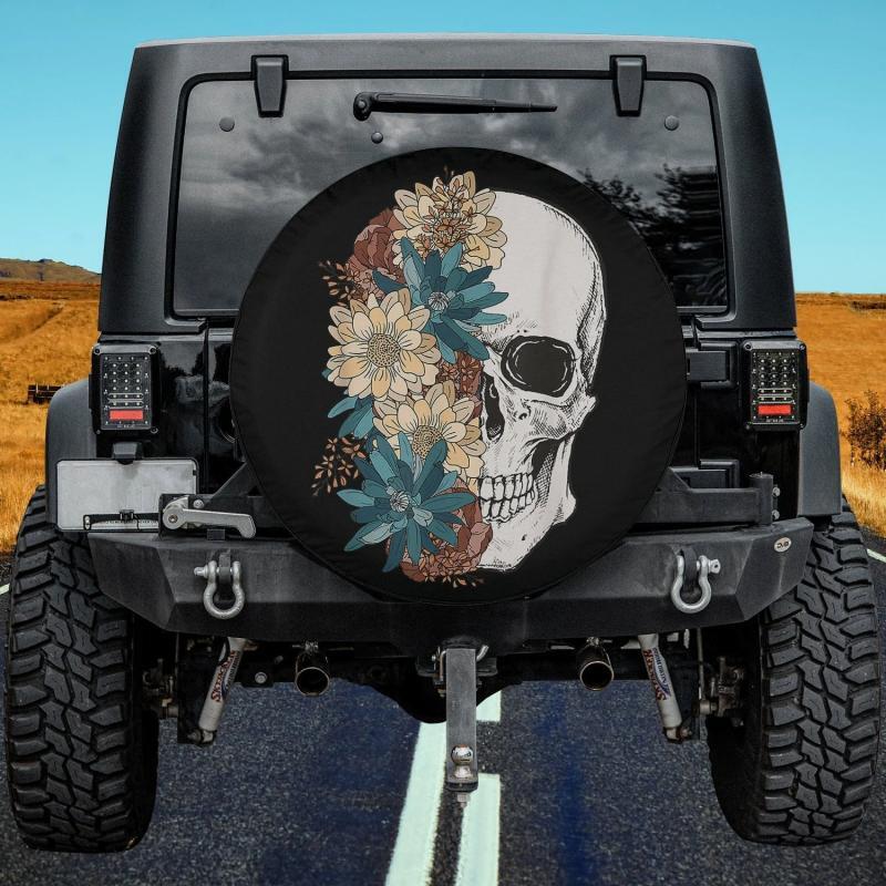 Load image into Gallery viewer, Dia De Los Muertos Sugar Skull Flower Mexican Heritage Spare Tire Cover Thickening Leather Universal
