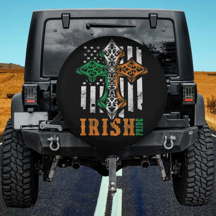 Celtic Cross - Irish Pride Saint Patrick's Day Spare Tire Cover Thickening Leather Universal