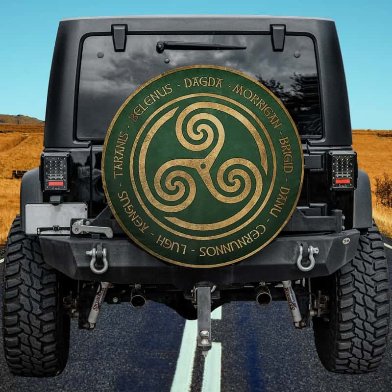 Load image into Gallery viewer, Celtic Gods and Goddesses Ancient Triskelion Symbol Spare Tire Cover Thickening Leather Universal
