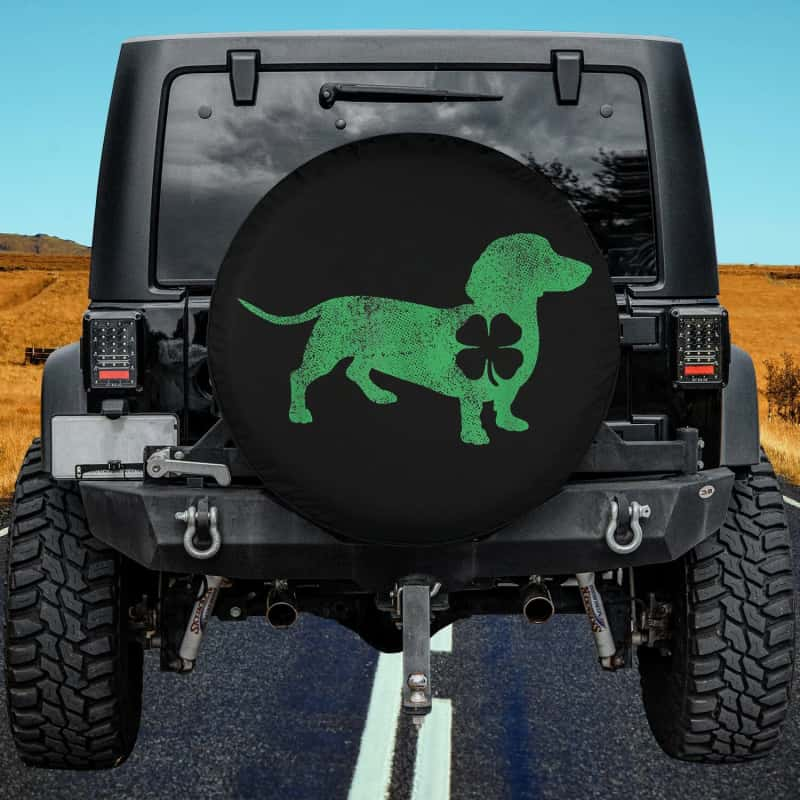 Load image into Gallery viewer, Dachshund Dog Shamrock St. Patrick&#39;s Day Saint Paddy&#39;s Irish Spare Tire Cover Thickening Leather Universal
