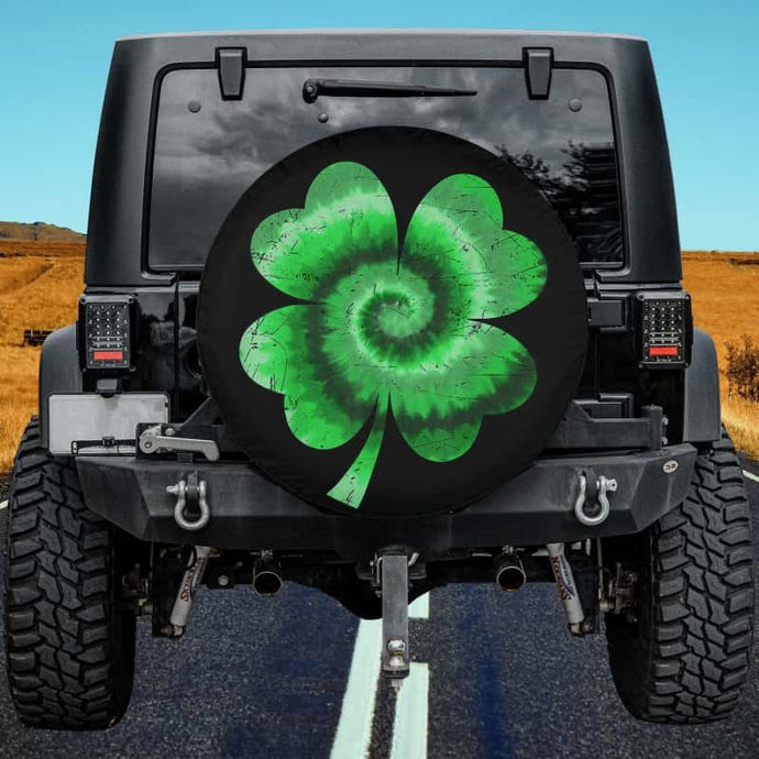 Irish Shamrock Tie Dye Happy St Patrick's Day Go Lucky Spare Tire Cover Thickening Leather Universal