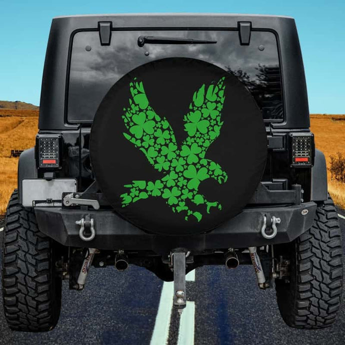 Eagle Bird Lover Shamrock Leaf Eagle St Patricks Day Spare Tire Cover Thickening Leather Universal