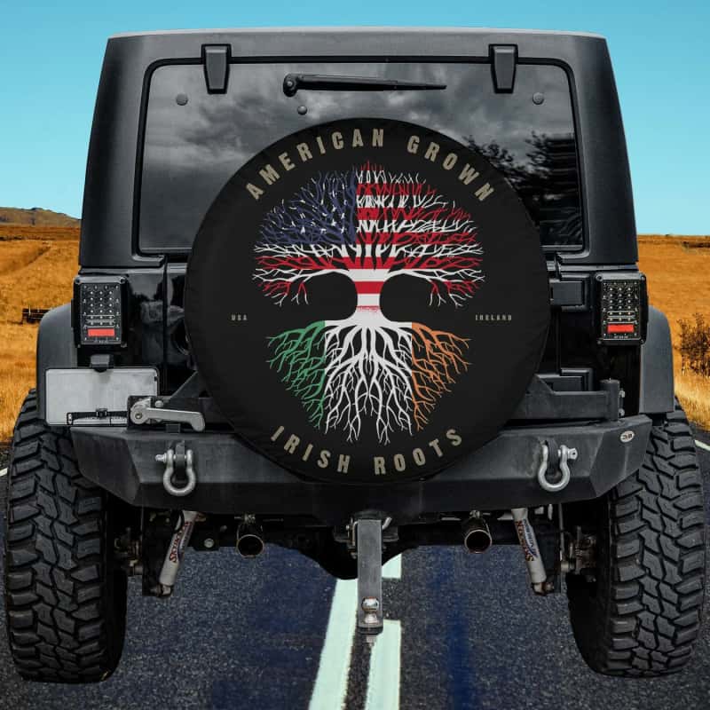 Load image into Gallery viewer, American Grown Irish Roots Ireland Flag Spare Tire Cover Thickening Leather Universal
