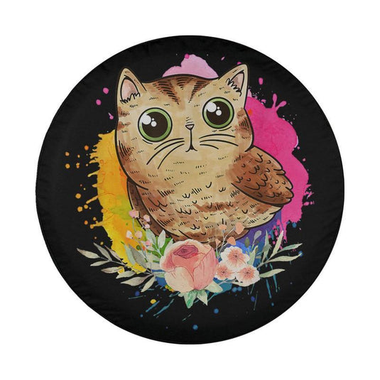 Cute Baby Cat Owl Spare Tire Cover Thickening Leather Universal