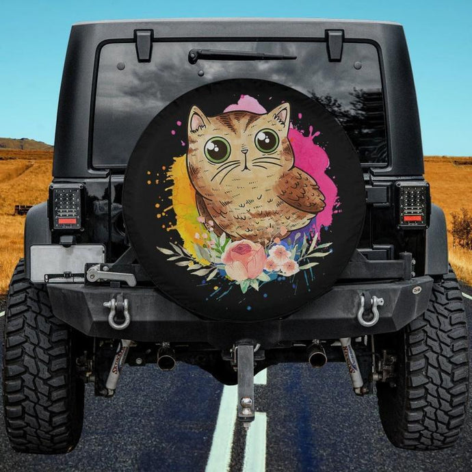 Cute Baby Cat Owl Spare Tire Cover Thickening Leather Universal