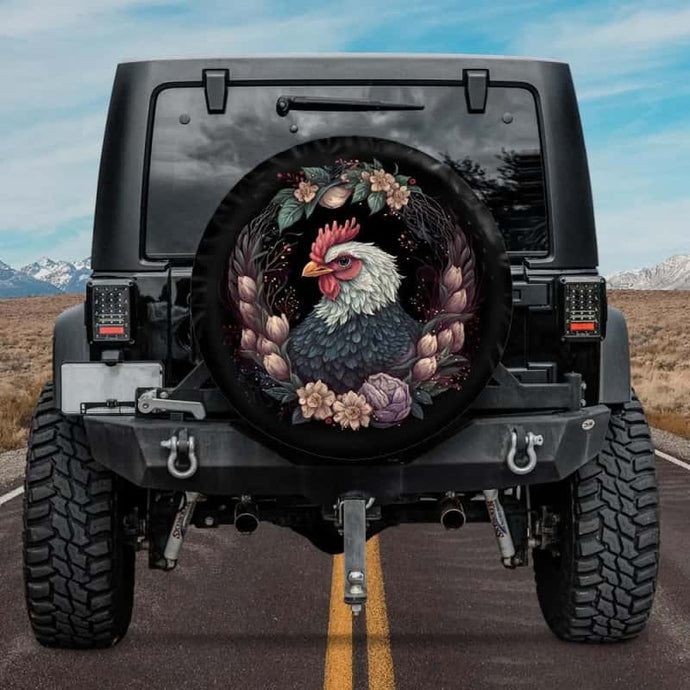 Floral Chicken Spare Tire Cover