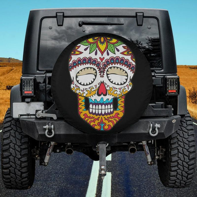 Day Of The Dead Dia De Los Muertos Spare Tire Cover Thickening Leather Universal