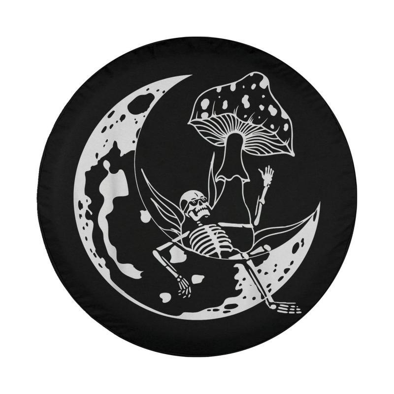 Load image into Gallery viewer, Goblincore Moon Aesthetic Dark Academia Mushroom Skeleton Spare Tire Cover Thickening Leather Universal
