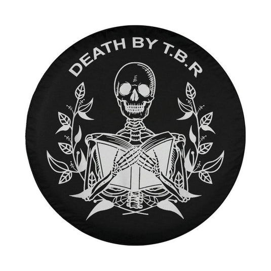 Death By T.B.R To Be Read Skeleton Reading Book Bookworm Spare Tire Cover Thickening Leather Universal