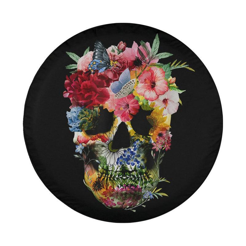 Load image into Gallery viewer, Floral Skull Dead Sugar Skull for Women Flower Skull Spare Tire Cover Thickening Leather Universal
