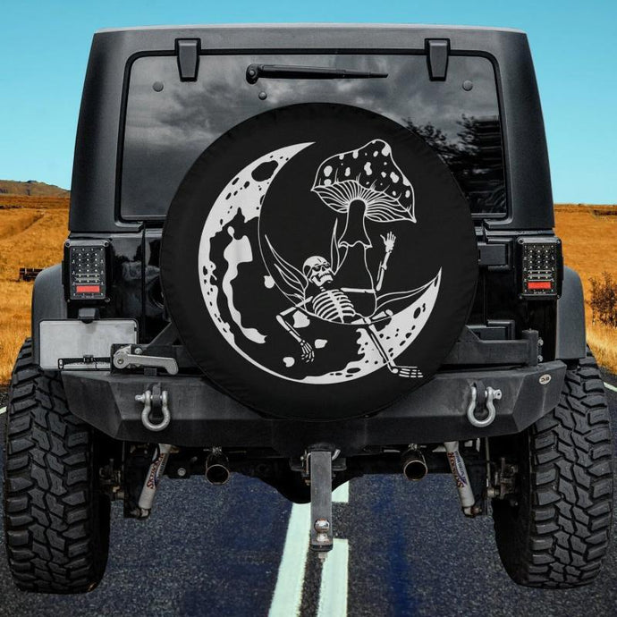 Goblincore Moon Aesthetic Dark Academia Mushroom Skeleton Spare Tire Cover Thickening Leather Universal