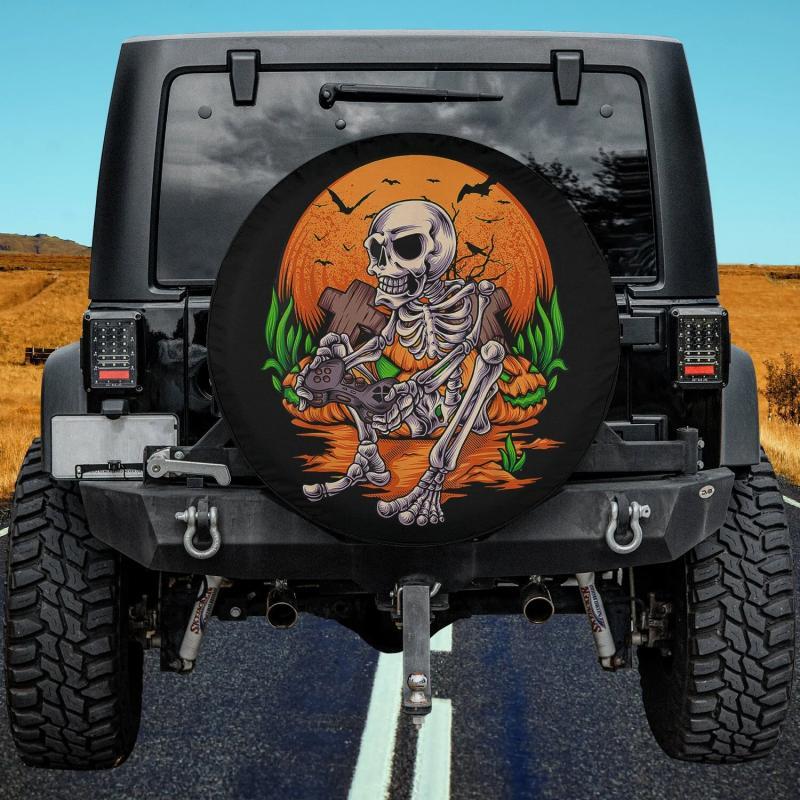 Load image into Gallery viewer, Halloween For Boys Kids Men Skeleton Gaming Gamer Spare Tire Cover Thickening Leather Universal
