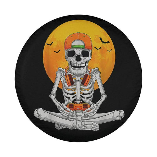 Halloween Skeleton Gamer Video Gaming Boys Men Kids Teen Spare Tire Cover Thickening Leather Universal