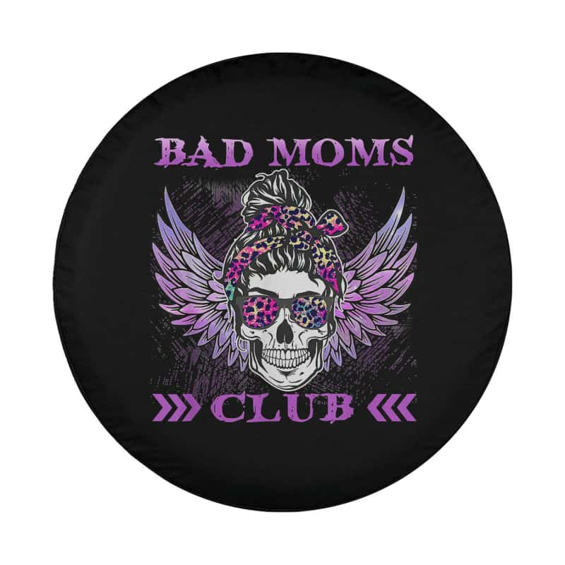 Load image into Gallery viewer, Bad Moms Club Leopard Skull Mom Funny Mom Mother&#39;s Day Spare Tire Cover Thickening Leather Universal
