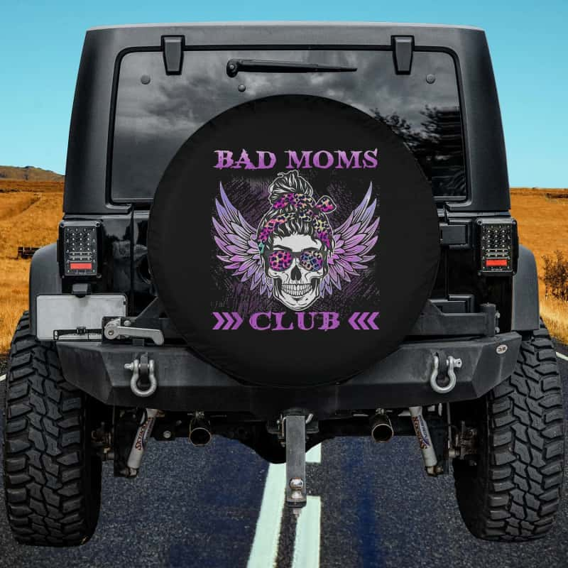 Load image into Gallery viewer, Bad Moms Club Leopard Skull Mom Funny Mom Mother&#39;s Day Spare Tire Cover Thickening Leather Universal
