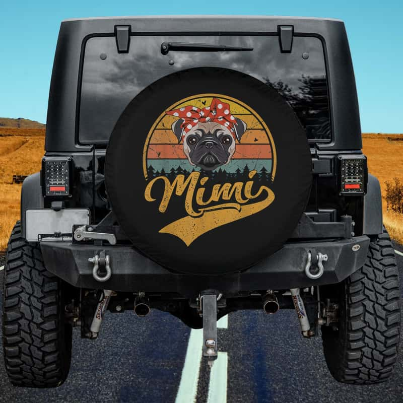 Load image into Gallery viewer, Cute Mother&#39;s Day Retro Vintage Pug Mimi Spare Tire Cover Thickening Leather Universal
