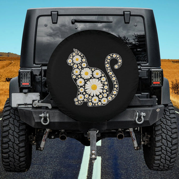 Daisy Flower Cat Mothers Day Daisy Flowers Lover Cat Mom Spare Tire Cover Thickening Leather Universal