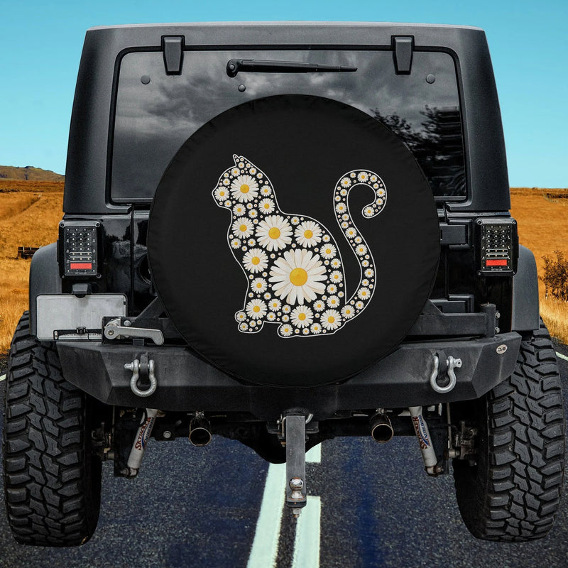 Load image into Gallery viewer, Daisy Flower Cat Mothers Day Daisy Flowers Lover Cat Mom Spare Tire Cover Thickening Leather Universal
