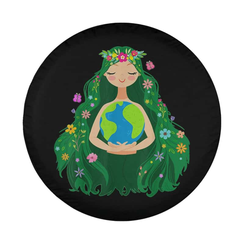 Load image into Gallery viewer, Green Mother Earth Day Save Our Planet For Girls Kids Spare Tire Cover Thickening Leather Universal
