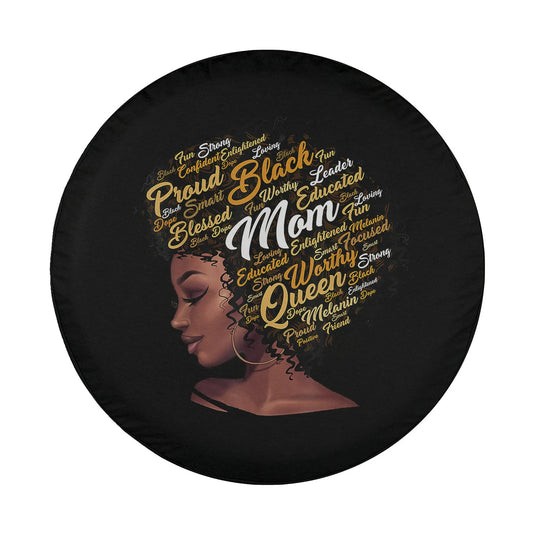 Happy Mother’s Day Black Mom Queen Afro African Woman Spare Tire Cover Thickening Leather Universal