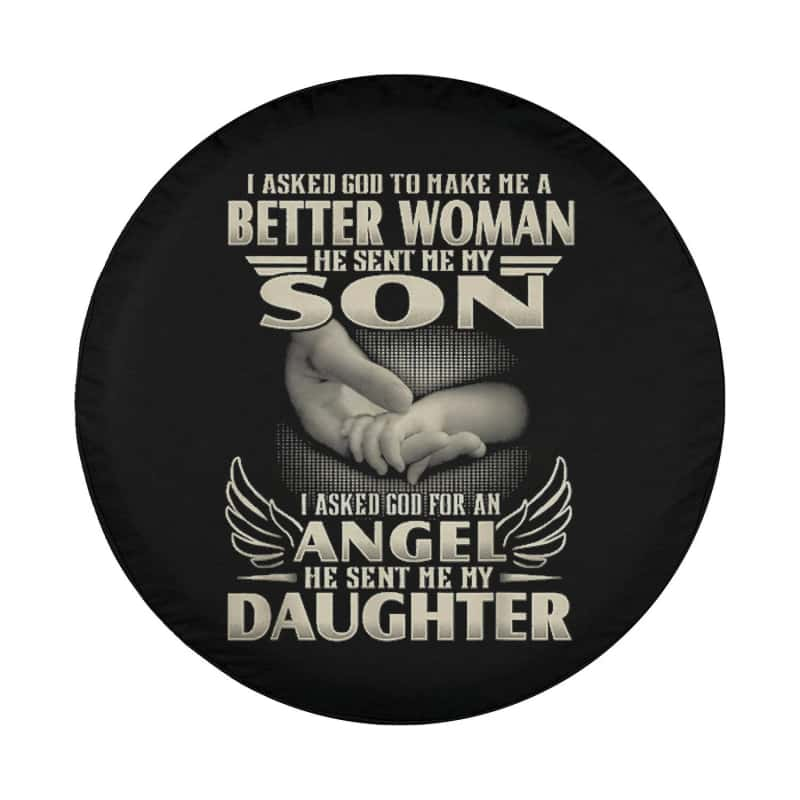 Load image into Gallery viewer, I Asked God To Make Me A Better Man He Sent Me My Son Shirt Spare Tire Cover Thickening Leather Universal
