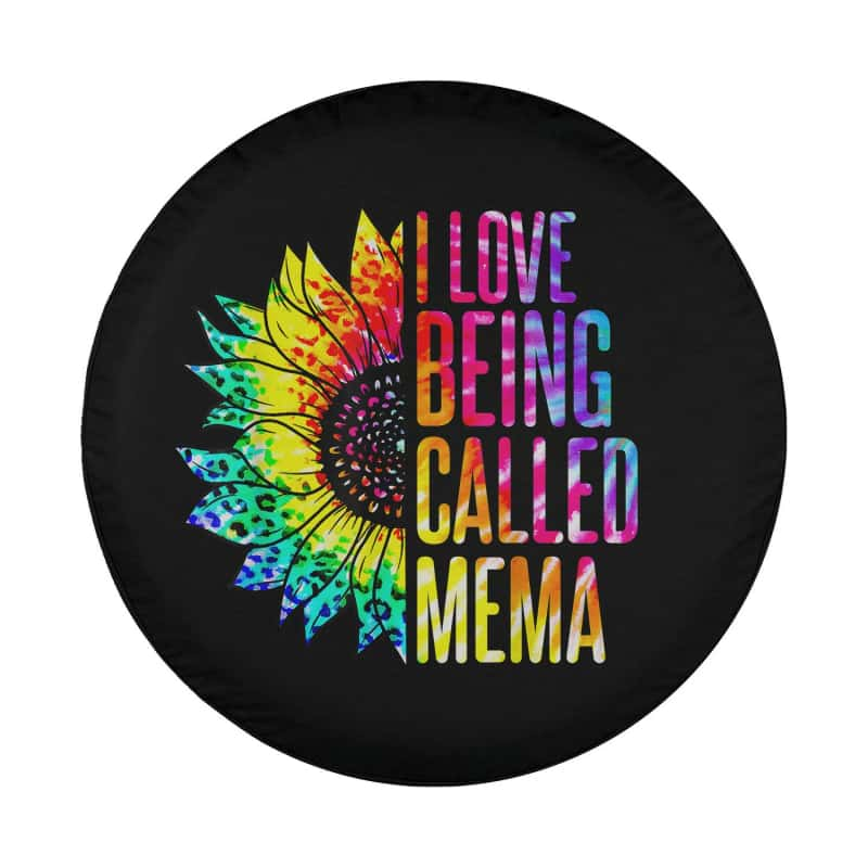 Load image into Gallery viewer, I Love Being Called Mema Sunflower Tie Dye Mother&#39;s Day Spare Tire Cover Thickening Leather Universal
